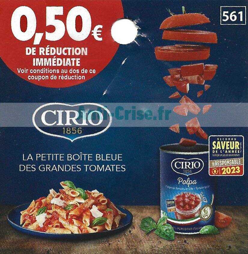 Anti crise fr CIRIO 0 5 de réduction jusquau 30 06 2023 Bon de