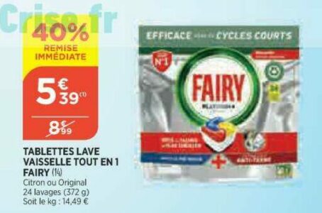 Anti Crise Fr Capsules Lave Vaisselle Fairy Chez Bi