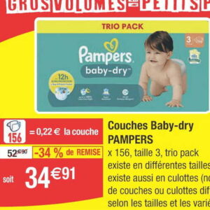 Anti Crise Fr Couches Baby Dry Pampers Chez Carrefour