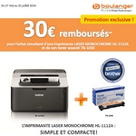 Offre de Remboursement 30€ sur Imprimante + Toner Brother