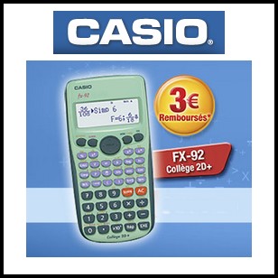 Offre de Remboursement Casio : 3 € sur Calculatrice fx-92  spéciale collège (30/09)Offre de Remboursement Casio : 3 € sur Calculatrice  fx-92 spéciale collège (30/09) - Catalogues Promos & Bons Plans, ECONOMISEZ  ! 