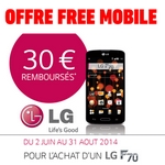 odr - offre de remboursement free mobile smartphone lg f70