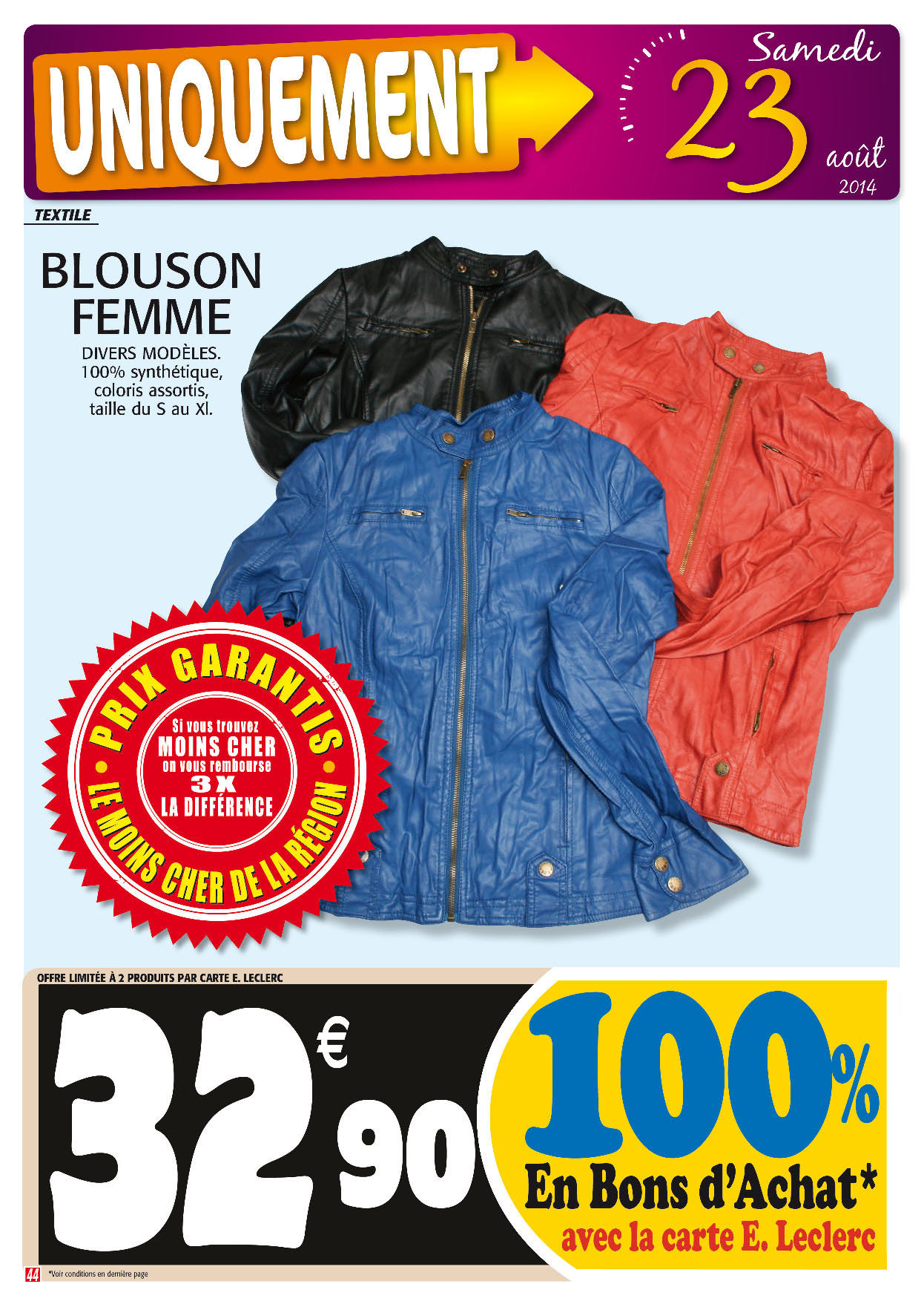 Blouson discount femme leclerc