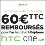 Offre de Remboursement (ODR) HTC (prolongation) 60€ sur Smartphone HTC One (M8) - anti-crise.fr