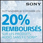 Offre de Remboursement (ODR) Sony : 20% Remboursés sur les produits Audio sans fil - anti-crise.fr