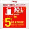 Bon Plan Géant Casino : 30 L de Carburant Achetés = 5 € de Remise sur vos Courses - anti-crise.fr