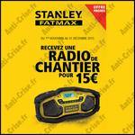Bon Plan Stanley : Radio de Chantier pour 15 € de Plus - anti-crise.fr