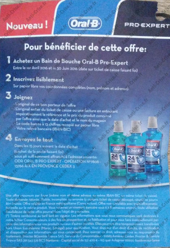 Offre de Remboursement Oral B : Bain de Bouche Pro Expert 100% ...