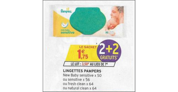 Pampers Natural Clean Baby Lingettes (64 lingettes en 1 paquet