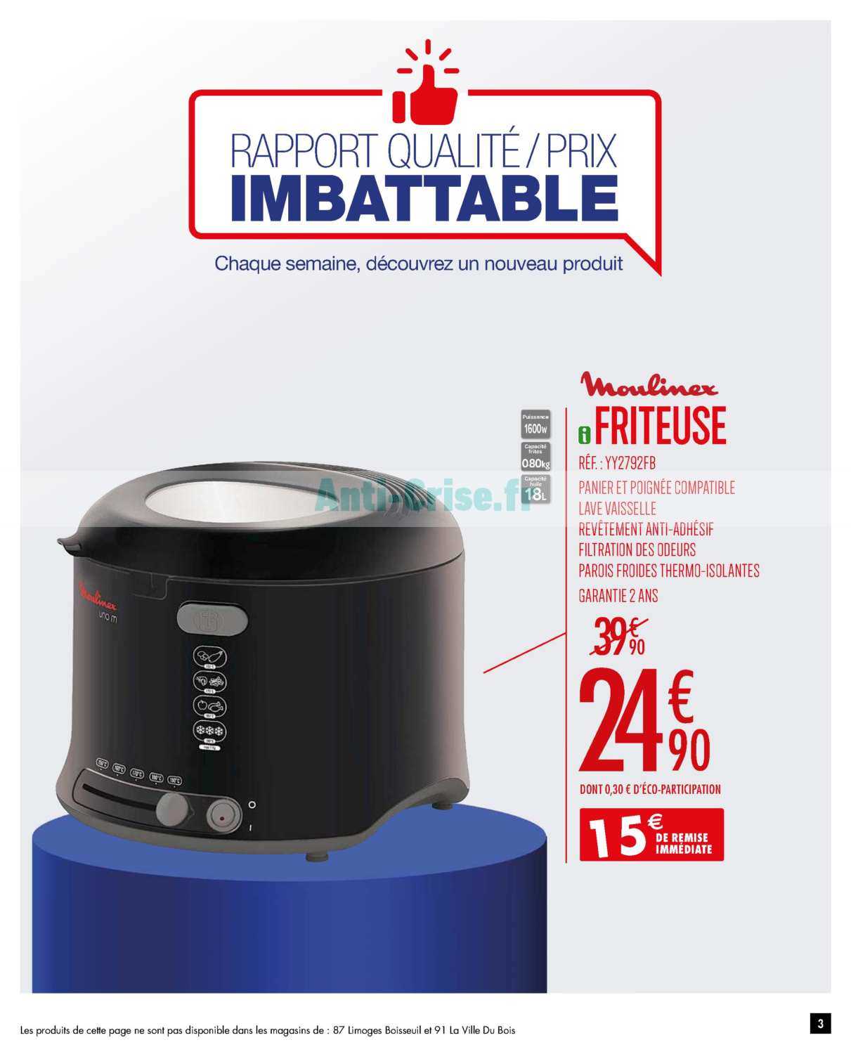 Friteuse YY2792FB Noir MOULINEX : la friteuse à Prix Carrefour