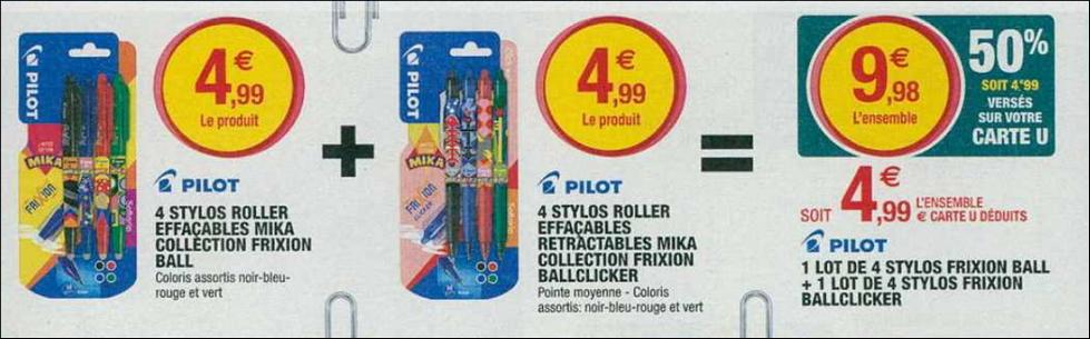 Lot de 4 stylos roller effaçables - FriXion Ball - Pointe moyenne