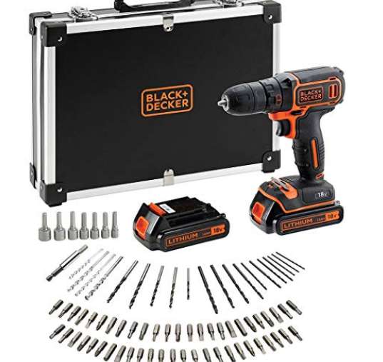 Black & Decker BDCDD186K-QW Perceuse-Visseuse 18V Avec Coffret, Chargeur Et Batterie 1.5Ah