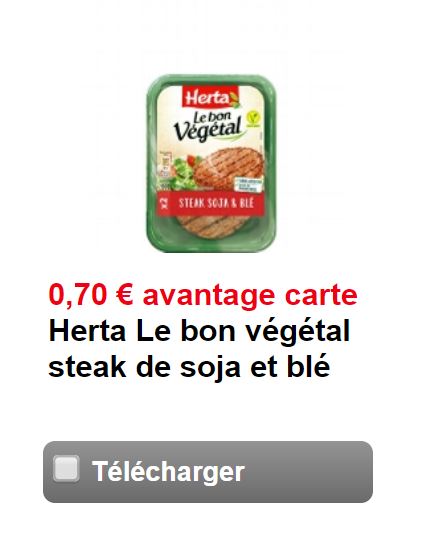 HERTA Le Bon Végétal Steak de soja et blé 4 dont 1 offert 300g pas cher 