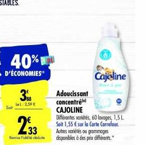 Promo Adoucissant cajoline chez Carrefour