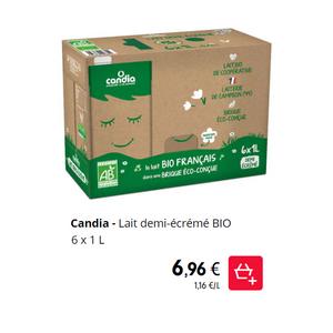 Brique de lait Bio Demi-écrémé 6x1L