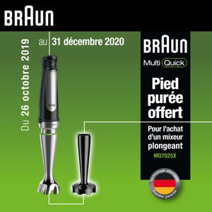 Bon Plan Braun : 1 Mixeur Plongeant Acheté = 1 Pied Purée Bon Plan Braun : 1 Mixeur Plongeant Acheté = 1 Pied Purée
