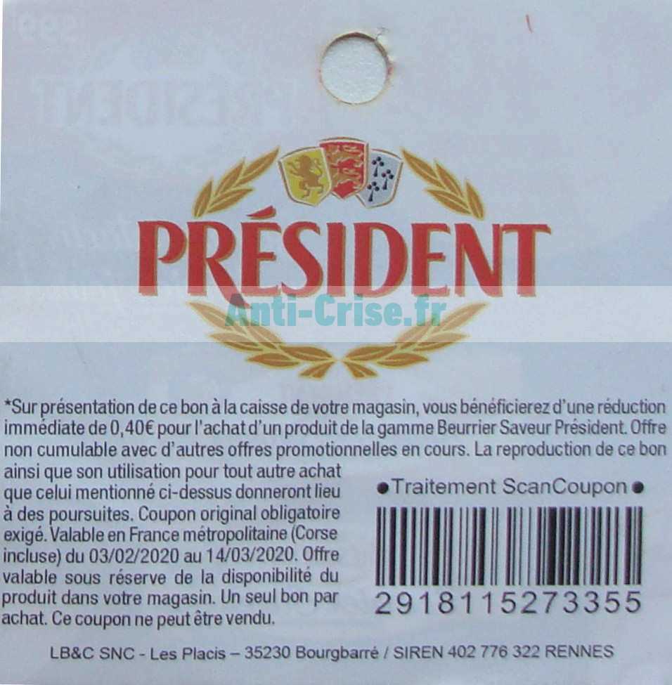 Bon De Réduction Beurre Président à Imprimer