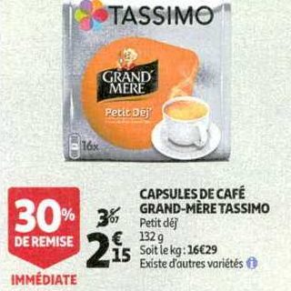 Dosette café Tassimo DOSETTES GRAND MERE PETIT DEJEUNER