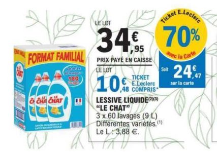 Lessive Liquide Le Chat Chez Leclerc 17 03 28 03 Catalogues Promos Bons Plans Economisez Anti Crise Fr