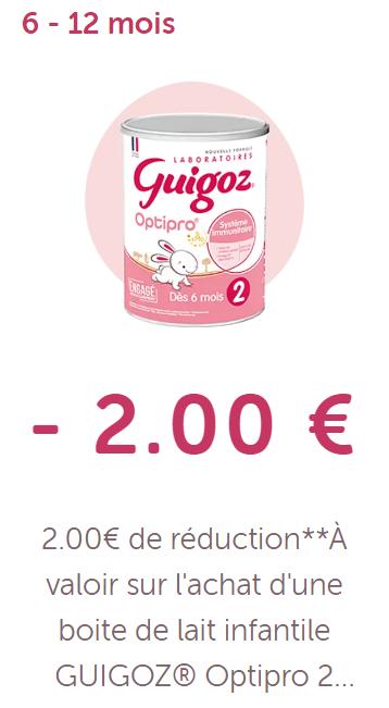 Guigoz : 2 € de réduction jusqu'au 31/12/2023 (Bon de  réduction à imprimer sur Guigoz)Guigoz : 2 € de réduction jusqu'au  31/12/2023 (Bon de réduction à imprimer sur Guigoz) 