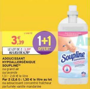 Promo Soupline adoucissant concentré grand air 3d (b) chez Intermarché