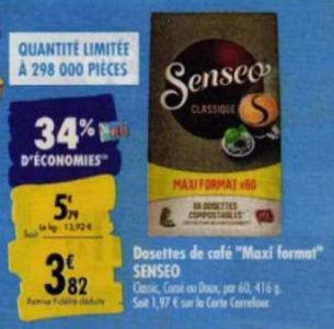 Café dosettes classique SENSEO : le paquet de 54 dosettes à Prix Carrefour