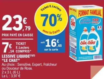 Lessive liquide Le Chat chez Leclerc (01/12 – 12/12)Lessive  liquide Le Chat chez Leclerc (01/12 - 12/12) - Catalogues Promos & Bons  Plans, ECONOMISEZ ! 
