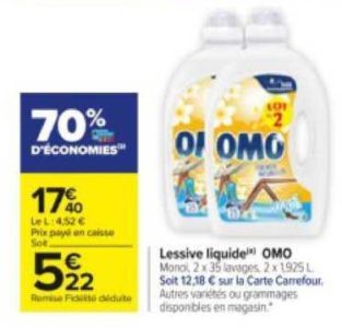 Lessive liquide Omo chez Carrefour (26/12 – 11/01