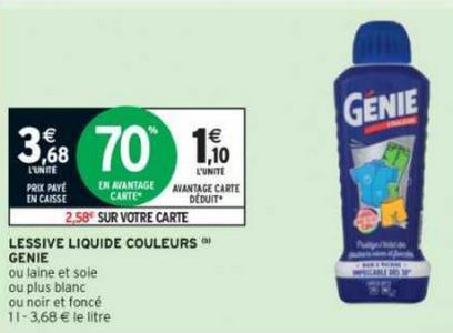 Lessive liquide Génie chez Intermarché (29/12 – 10