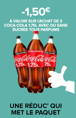 CocaCola  1.5 € de réduction jusqu'au 30/04/2021 (Bon de réduction à