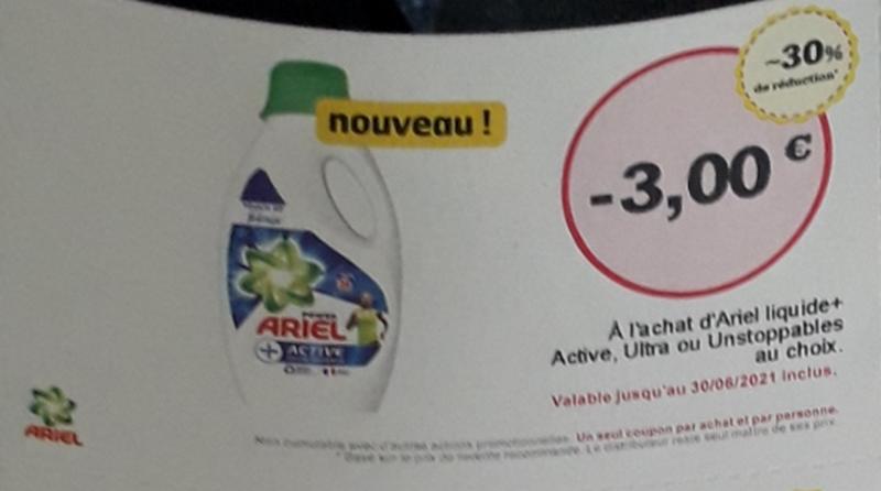 Anti-crise.fr | Ariel : 3.00 € de réduction jusqu’au 30/06/2021 (Bon de