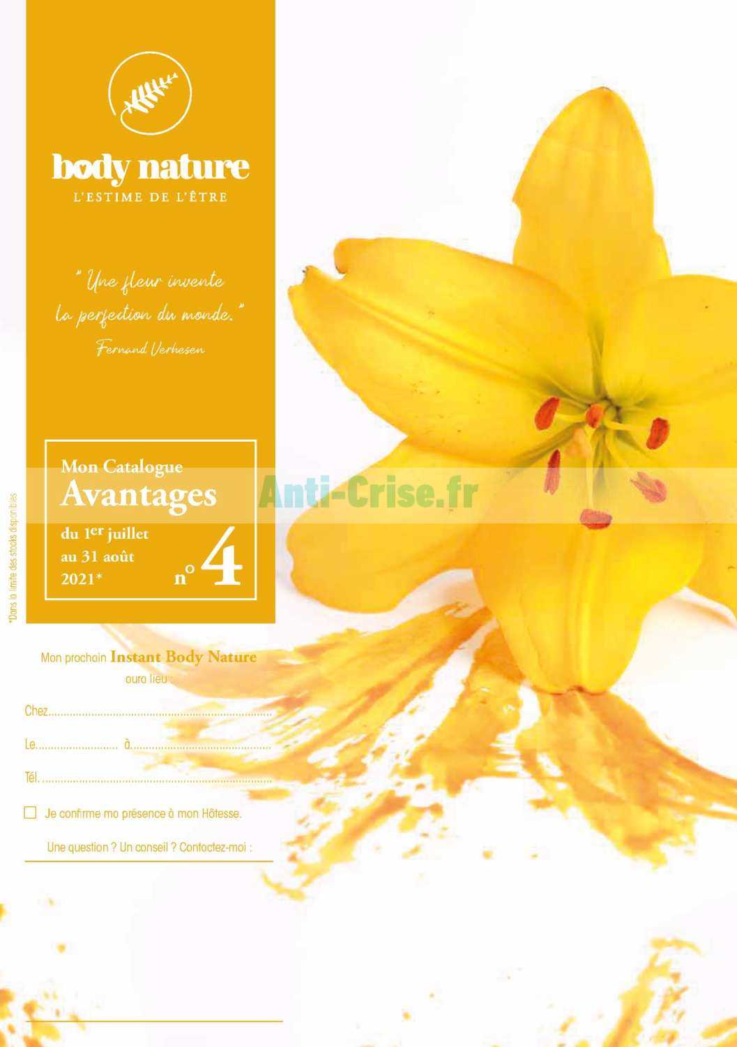 Body Nature Promo Juillet Aout 2022 Anti-crise.fr | Catalogue Body Nature du 01 juillet au 31 août 2021BODY  NATURE : le nouveau catalogue du 01 juillet au 31 août 2021 est disponible!  Les nouvelles promos !
