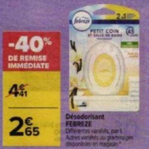 Désodorisant Petit coin febreze chez Carrefour (17/05 - 23/05) - Catalogues  Promos & Bons Plans, ECONOMISEZ ! - Anti-cri…