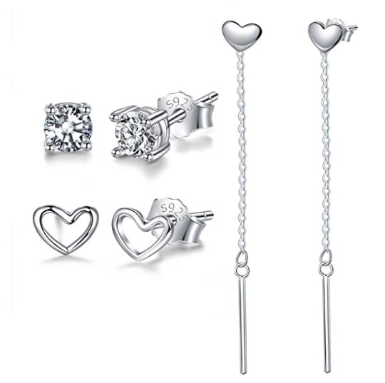 Lot De 3 Paires De Boucles D'oreilles Vintage - En Métal, Avec Clous Et Clips, En Très Bon état