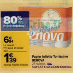 Papier Toilette Renova chez Carrefour (18/01 – 31