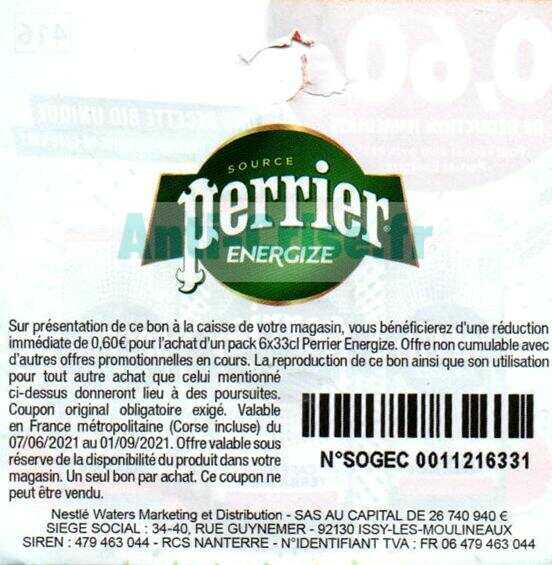 Anti-crise.fr | Perrier : 0.6 € de réduction jusqu’au 01/09/2021 (Bon ...