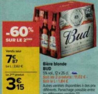 Bière blonde BUD