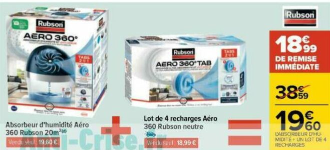 Promo Rubson absorbeur d'humidité aero 360° chez Carrefour Market
