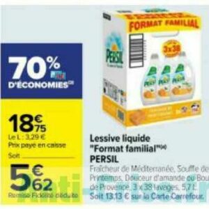 Lessive Liquide L'Essentiel PERSIL : le bidon 1,8L à Prix Carrefour