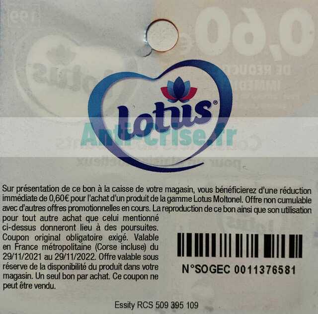 Bons de réduction gratuits Lotus- Papier toilette humide à sélectionner –  Coupon Network