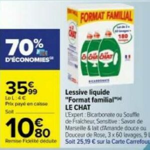 70% Sur Lot De 3 Bidons De Lessive Liquide Le Chat • Mes