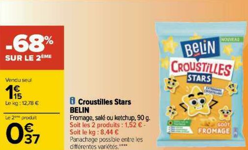 Belin Croustilles Stars Fromage 90g