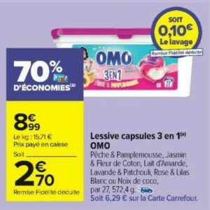 Acheter Promotion Omo Lessive Capsule 3 en 1 Jasmin & Fleur de Coton