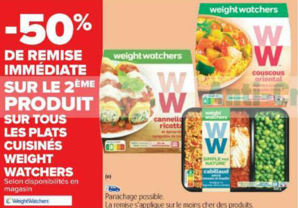 Promo Plat Cuisiné Weight Watcher chez Carrefour Market