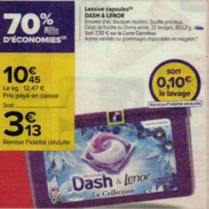 Promo Lessive Capsules Dash & Lenor chez Carrefour Market