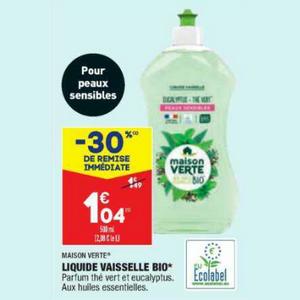 Liquide vaisselle aux huiles essentielles biologiques - Maison Verte
