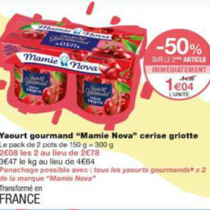 MAMIE NOVA Yaourt gourmand à la noix de coco 2x150g pas cher 