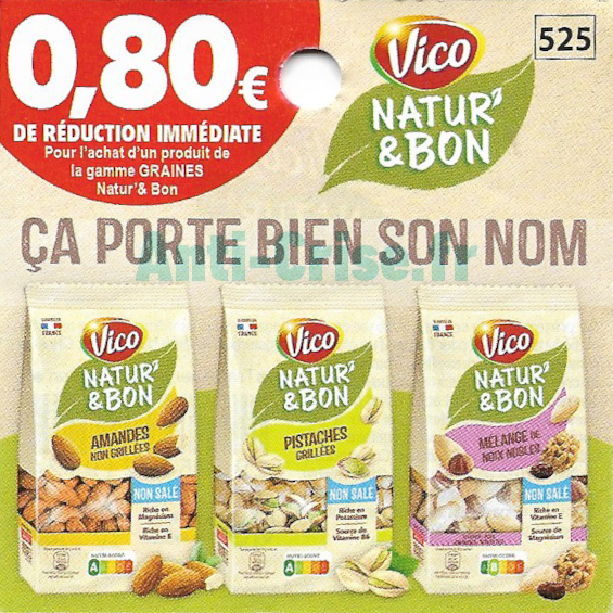 Pistaches grillées non salées Natur'&Bon - Vico - 200 g