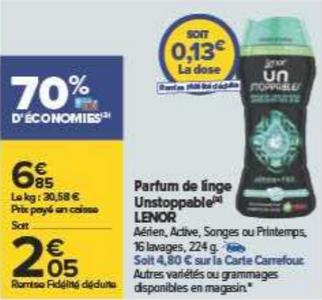 Parfum de linge Lenor Unstoppable chez Carrefour (14/06 –  27/06)Parfum de linge Lenor Unstoppable chez Carrefour (14/06 - 27/06) -  Catalogues Promos & Bons Plans, ECONOMISEZ ! 