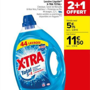 Promo Xtra total Lessive liquide chez Bi1